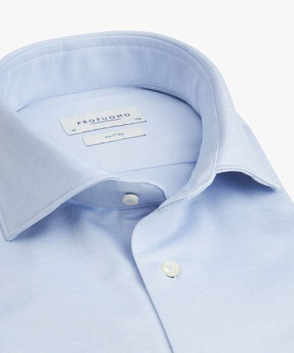 Profuomo Blaues Piqué-Hemd aus Single Jersey
