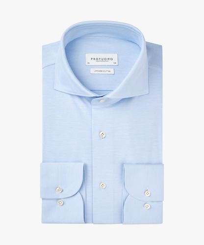 Profuomo Japanese Knitted Shirt in Hellblau