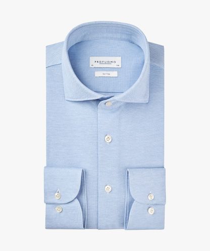 PROFUOMO Blaues Hemd aus Piqué