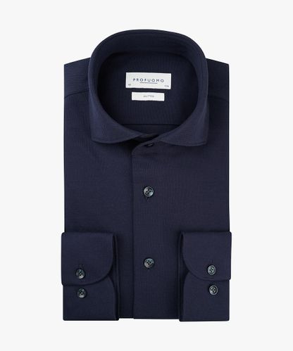 Profuomo Navy knitted overhemd