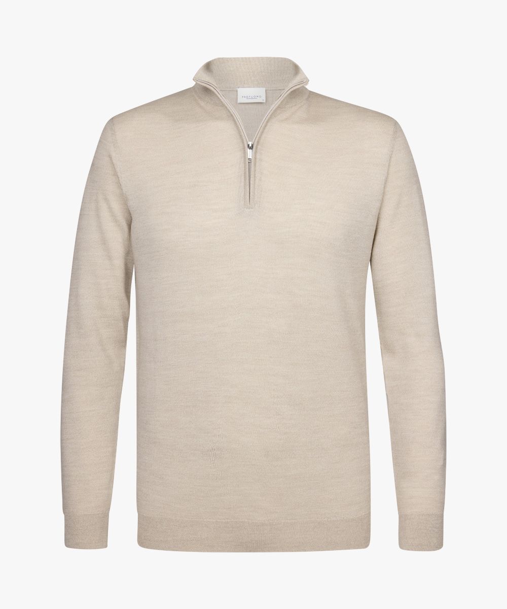 Beige merino half zip