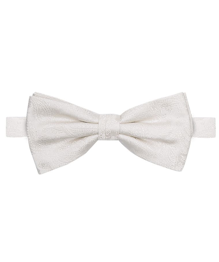 Off-white silk wedding bow tie