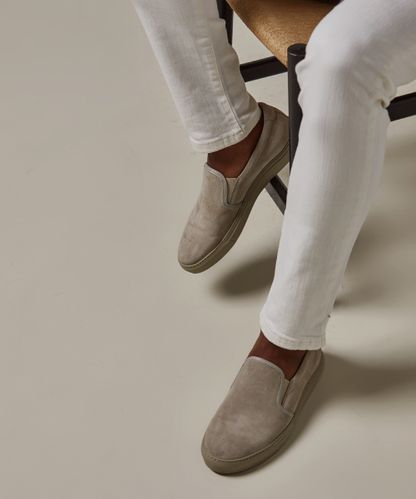 Profuomo Taupe suede slip-on sneakers