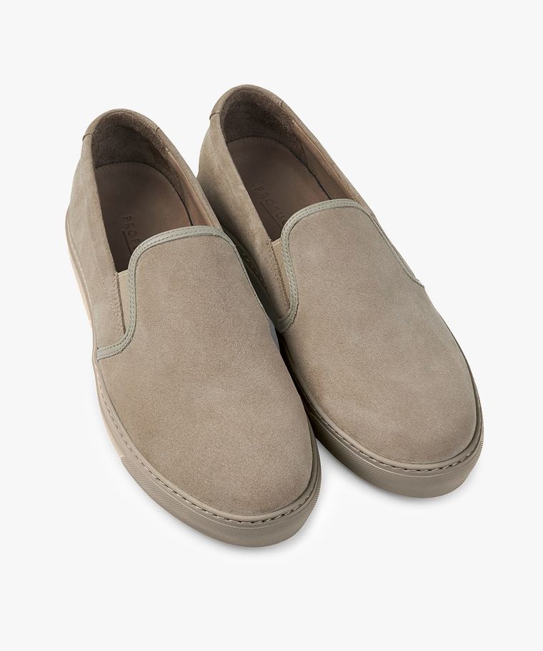 Taupe suède slip-on sneakers