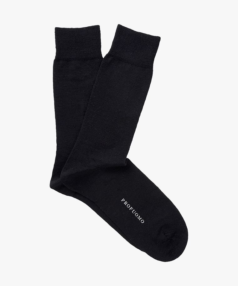 Black wool-cotton socks