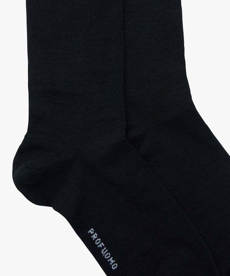 Black wool-cotton socks