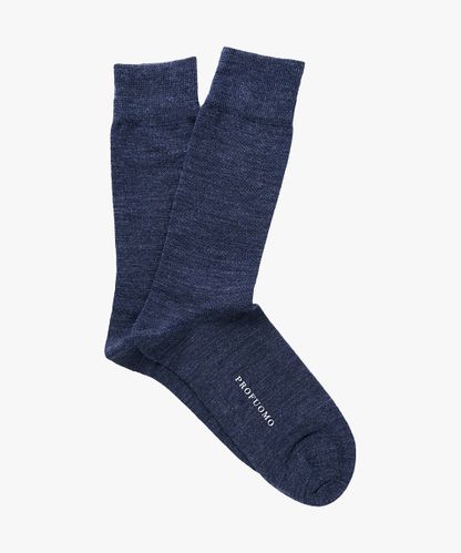 Profuomo Blauw katoen-wollen sokken