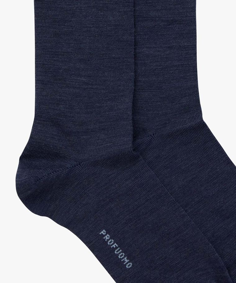 Blauw katoen-wollen sokken