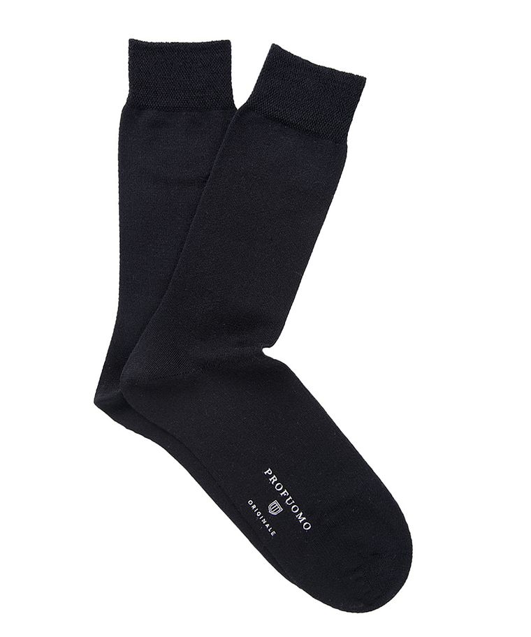 Two-pack black wool-silk socks