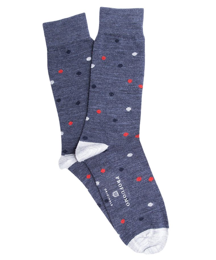 Blauw dot katoen-wollen sokken