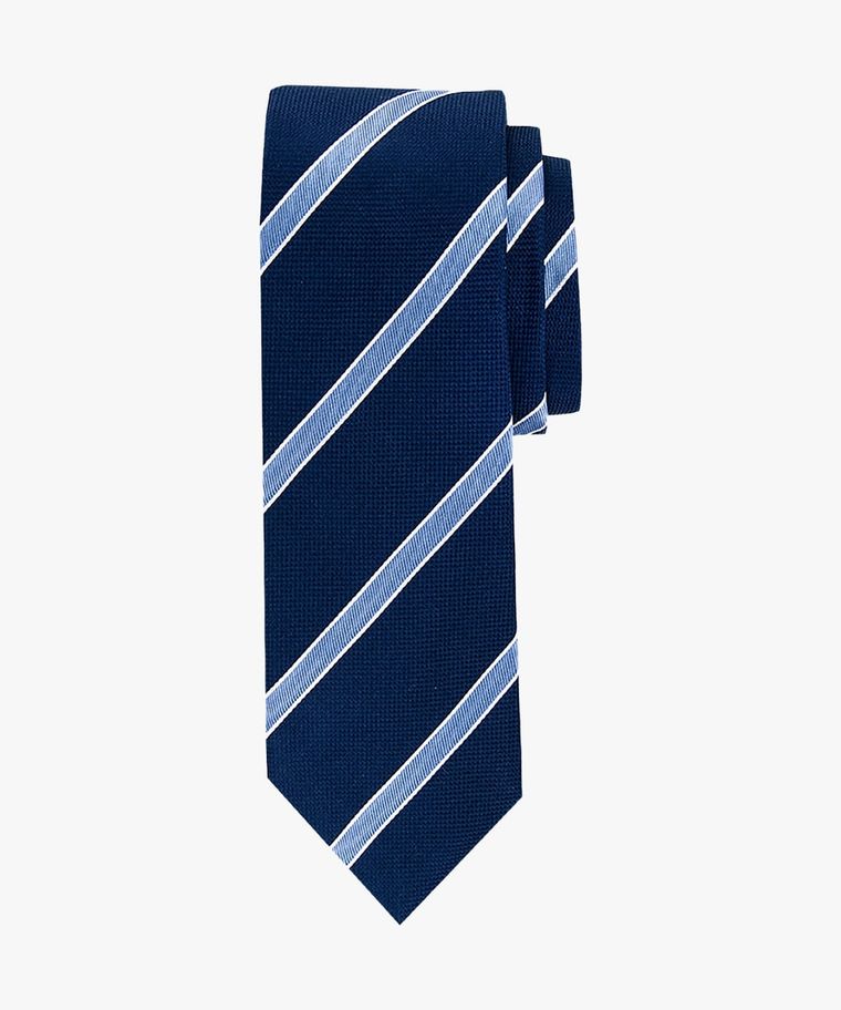 Navy striped silk tie