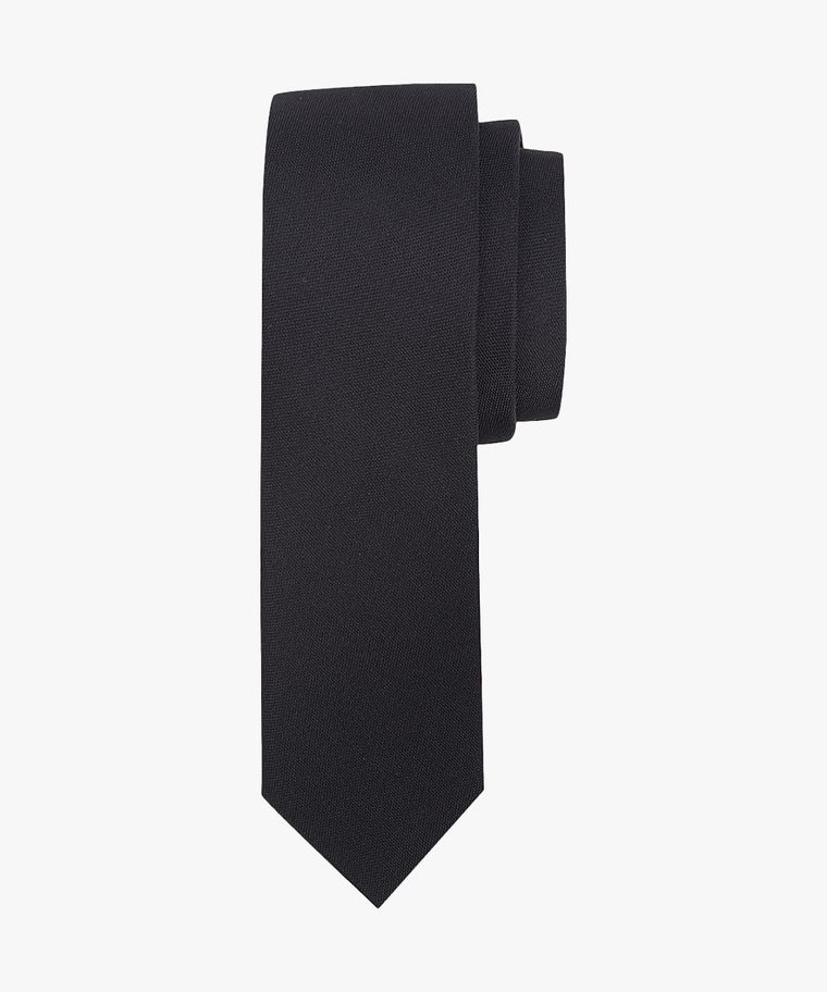 Black oxford skinny silk tie