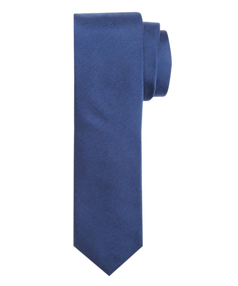 Mid-blue mélange skinny silk tie