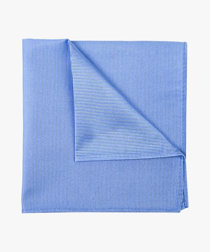 Profuomo Light blue solid silk pocket square