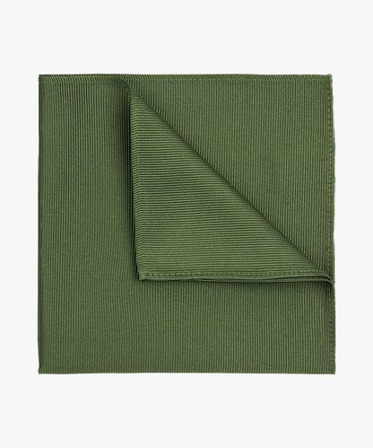 Profuomo Green solid silk pocket square