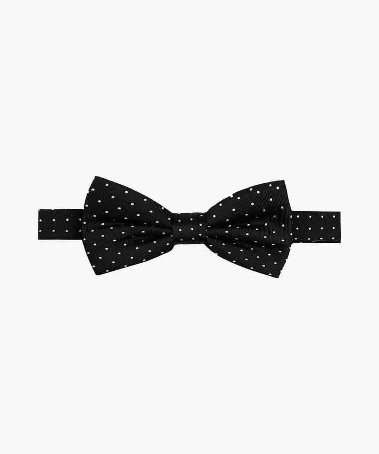 Black polka dot silk bow tie