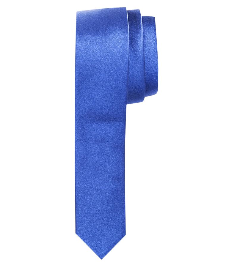 Mid-blue royal satin skinny silk tie