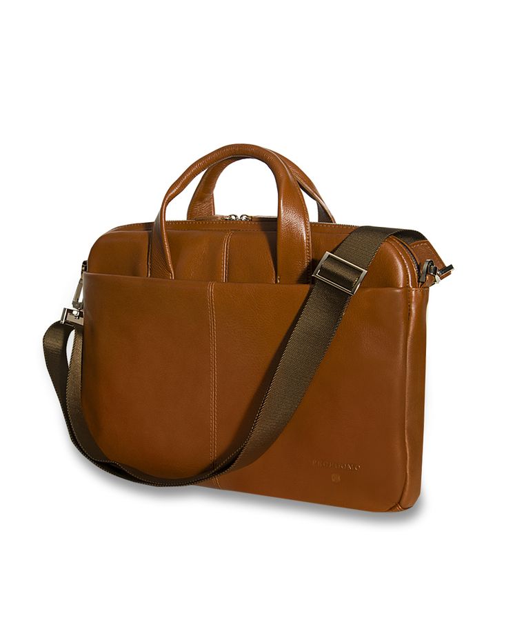 Cognac leather laptop bag