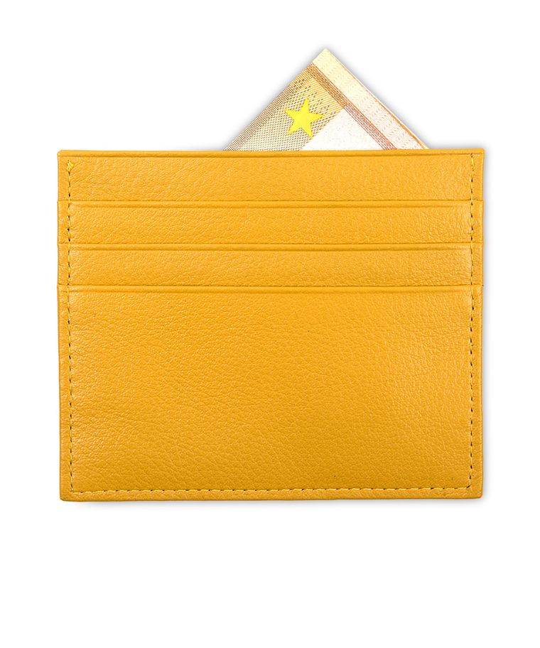 Yellow leather card wallet
