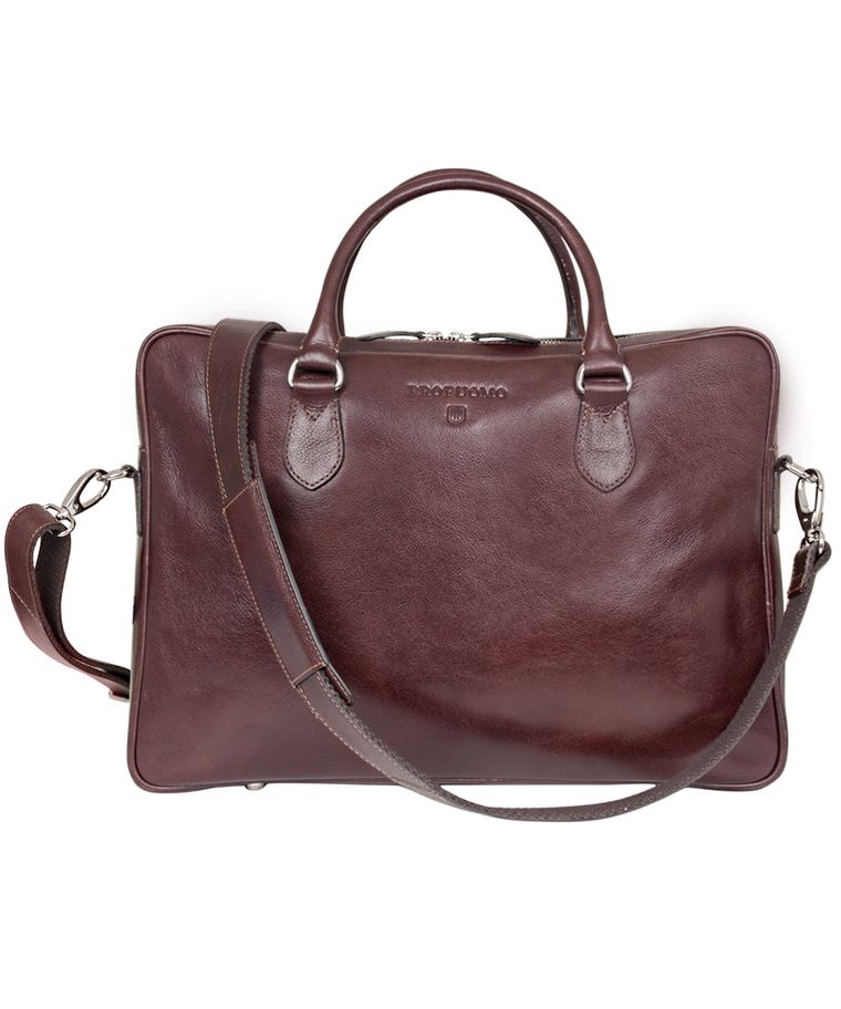 Cognac leather laptop business bag