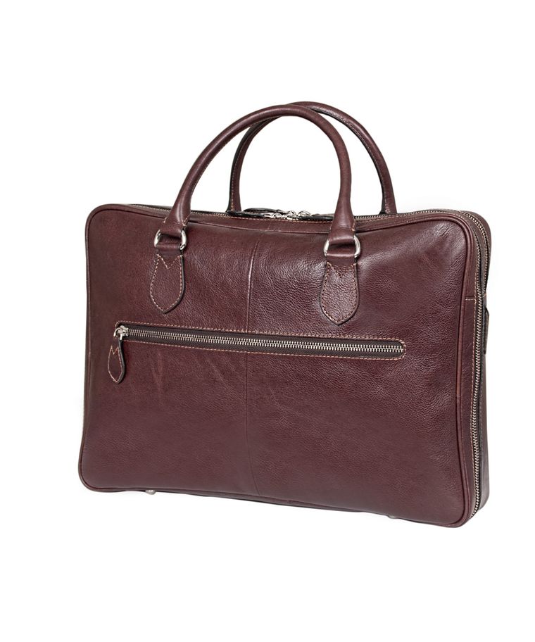 Cognac leather laptop business bag