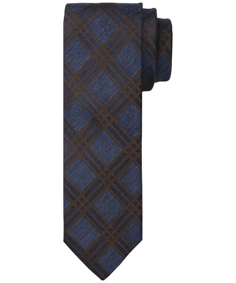 Navy brown print tie