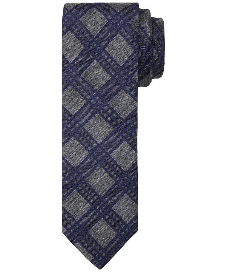 Navy grey print tie