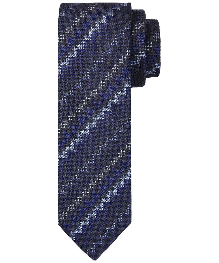 Navy print silk tie