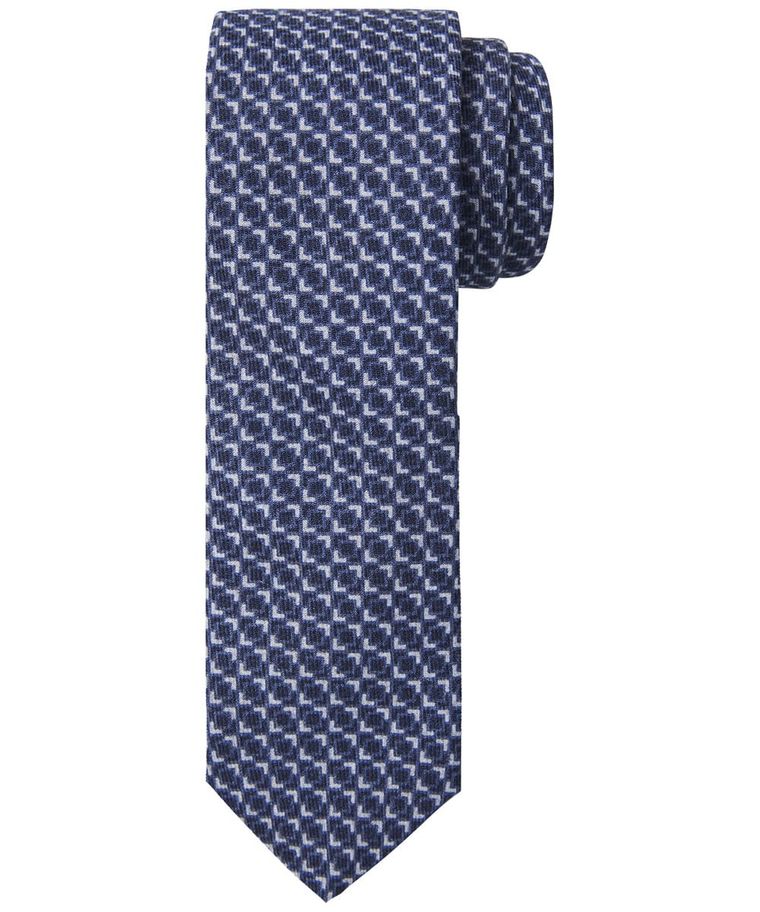 Navy print wollen stropdas