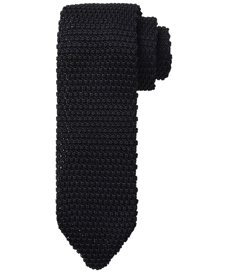 Black knitted silk tie