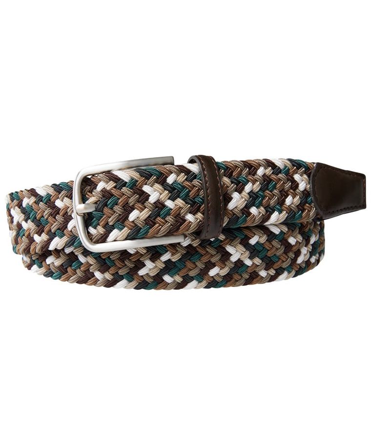 Elastic braided belt - brown