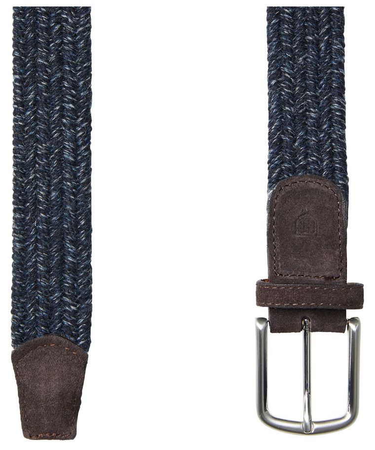Navy melange woollen braided belt