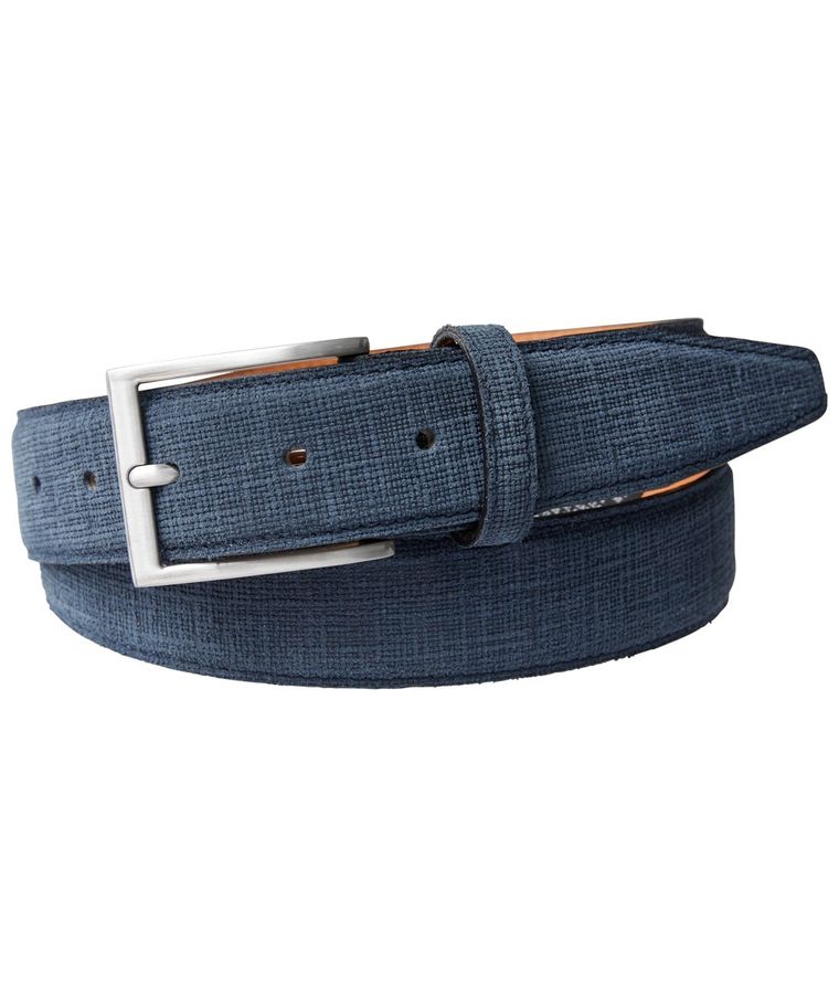 Blue embossed suede belt