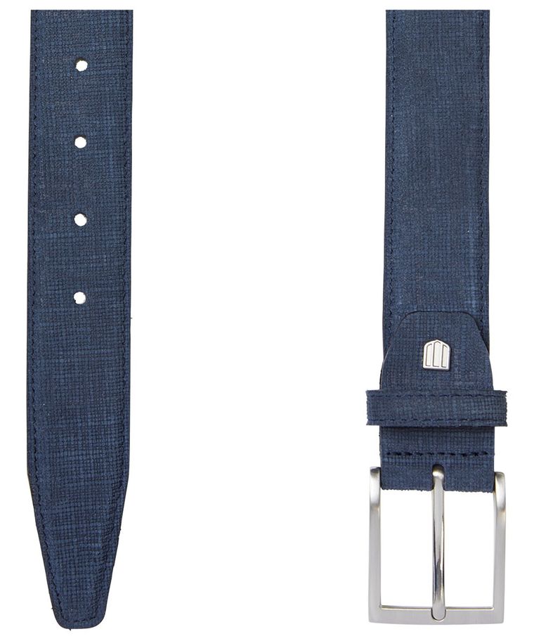 Blue embossed suede belt