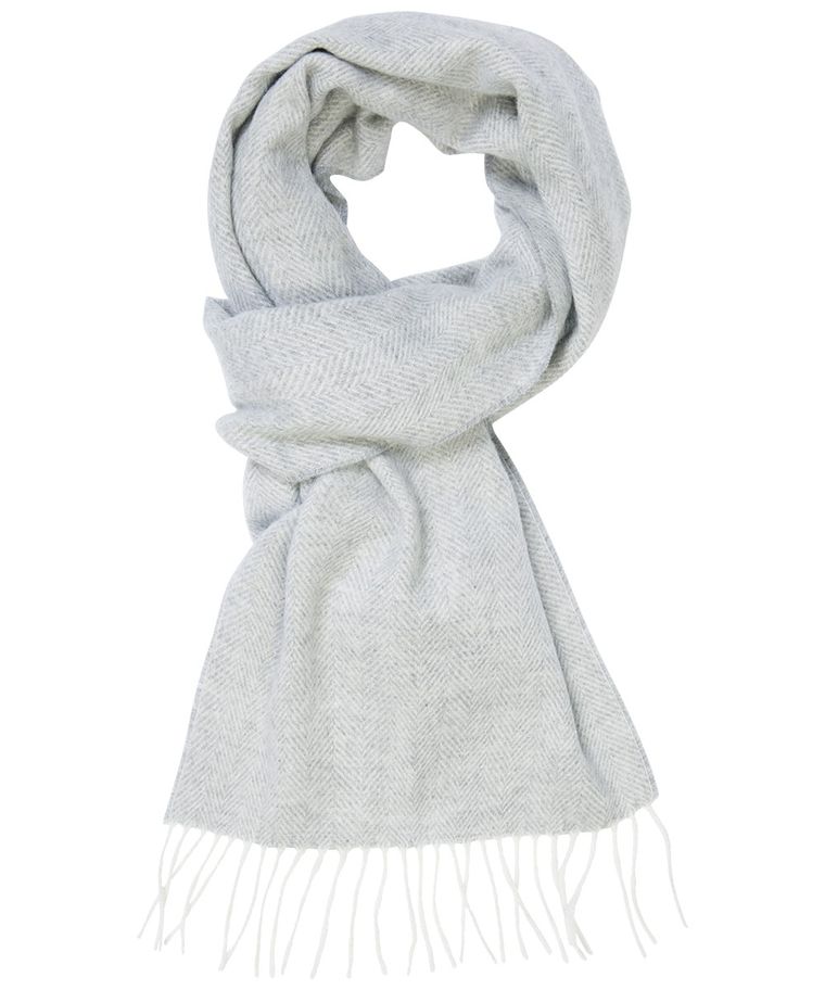 Light grey herringbone cashmere scarf