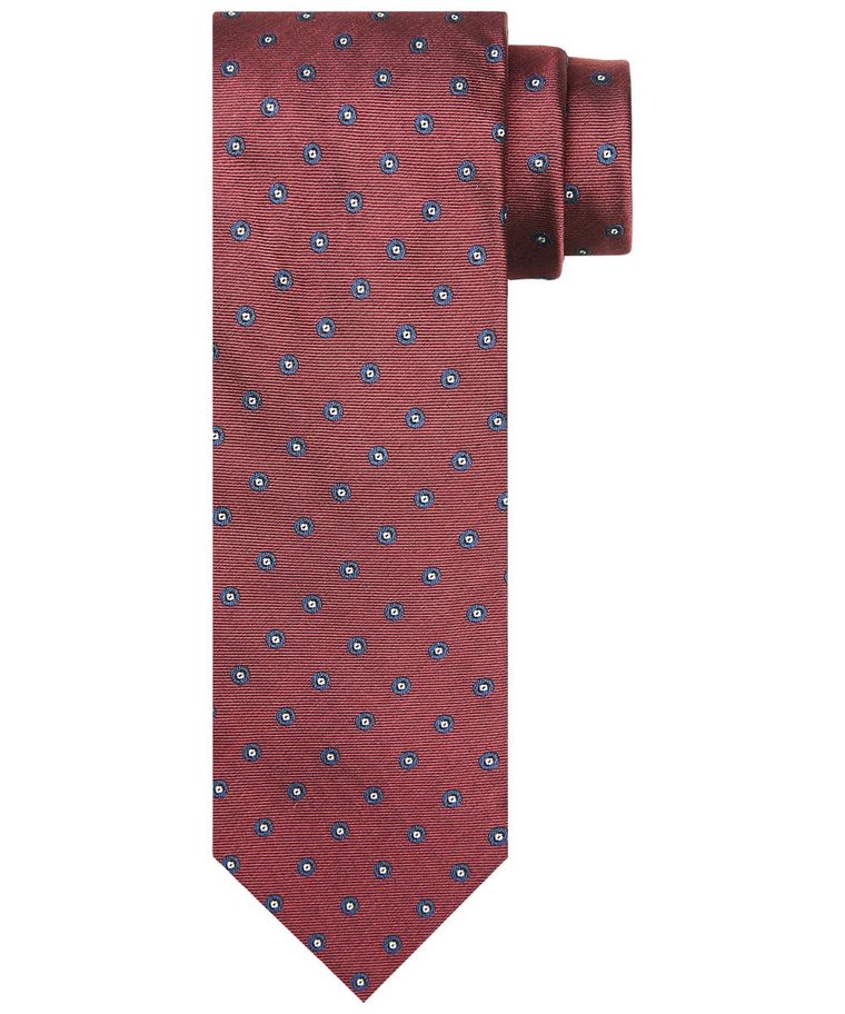 Red silk print tie