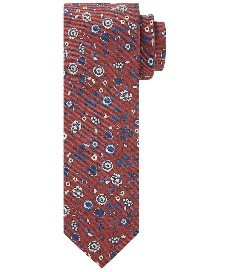 Red flowerprint tie