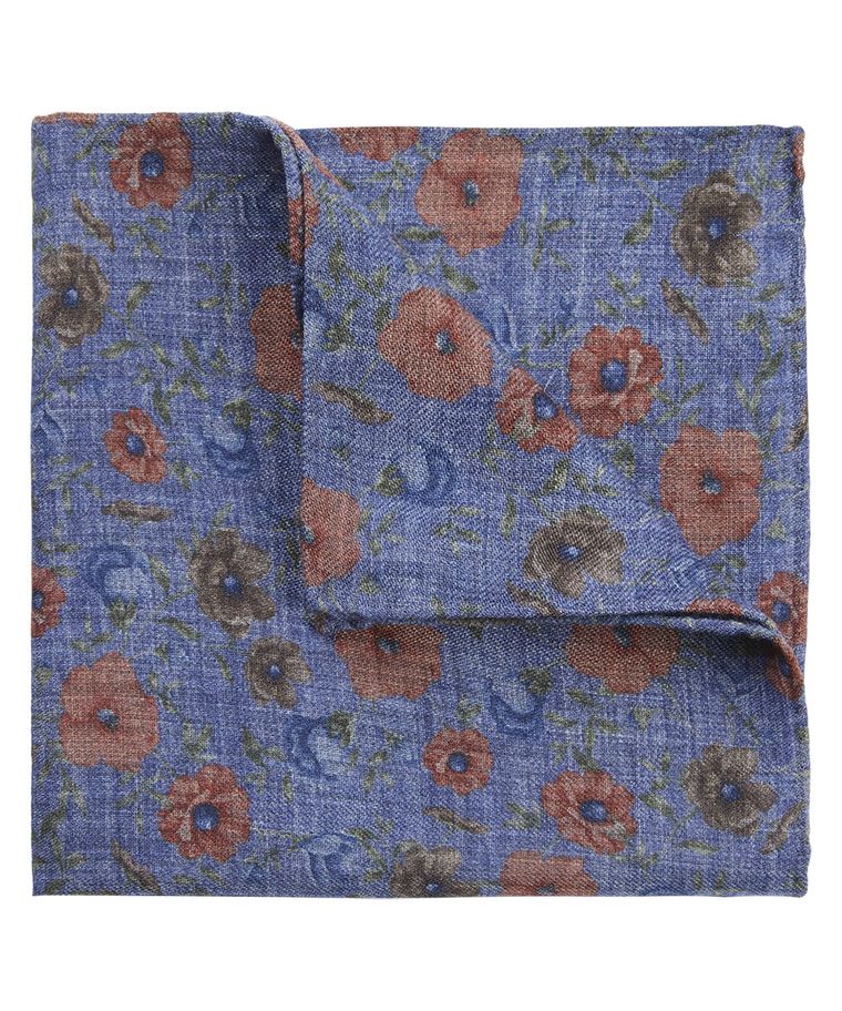 Blue flowerprint pocket square