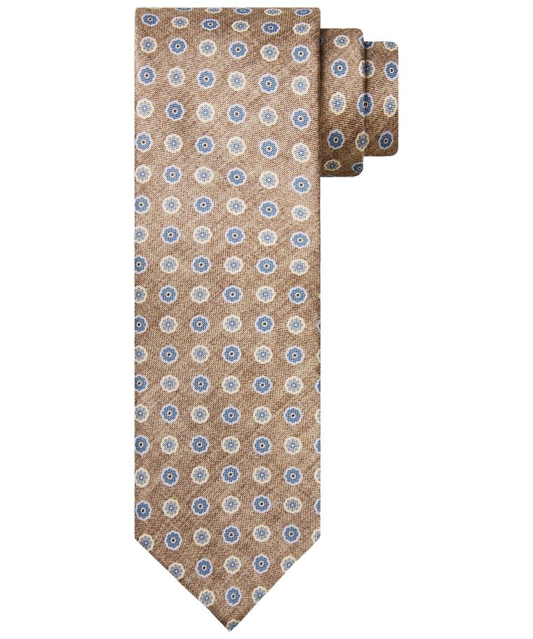 Camel silk print tie