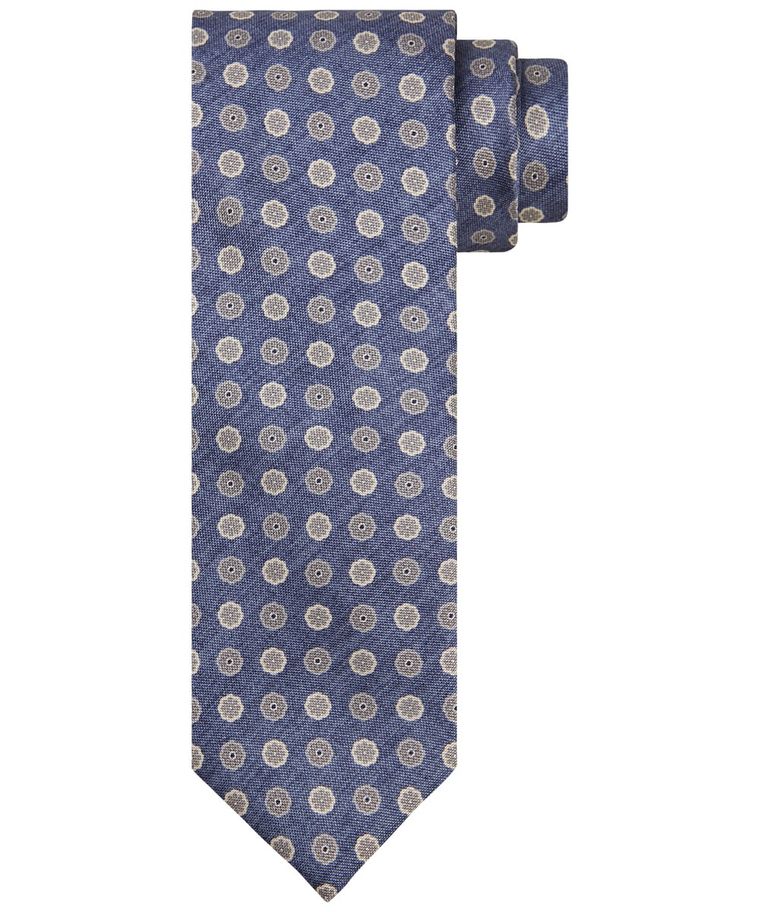 Navy zijden print stropdas