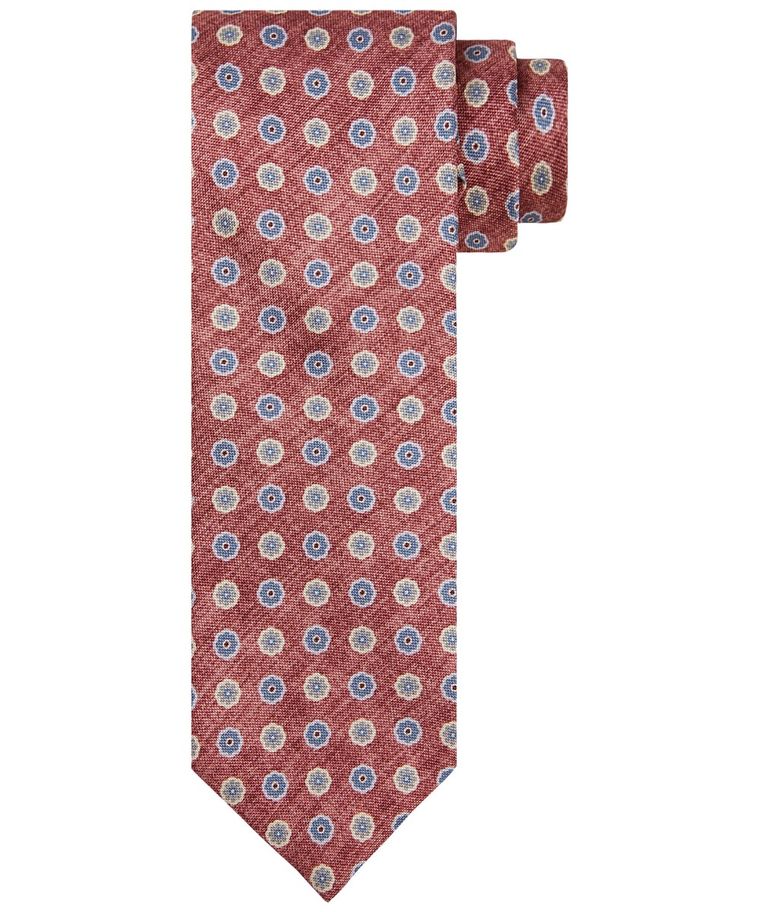 Red silk print tie