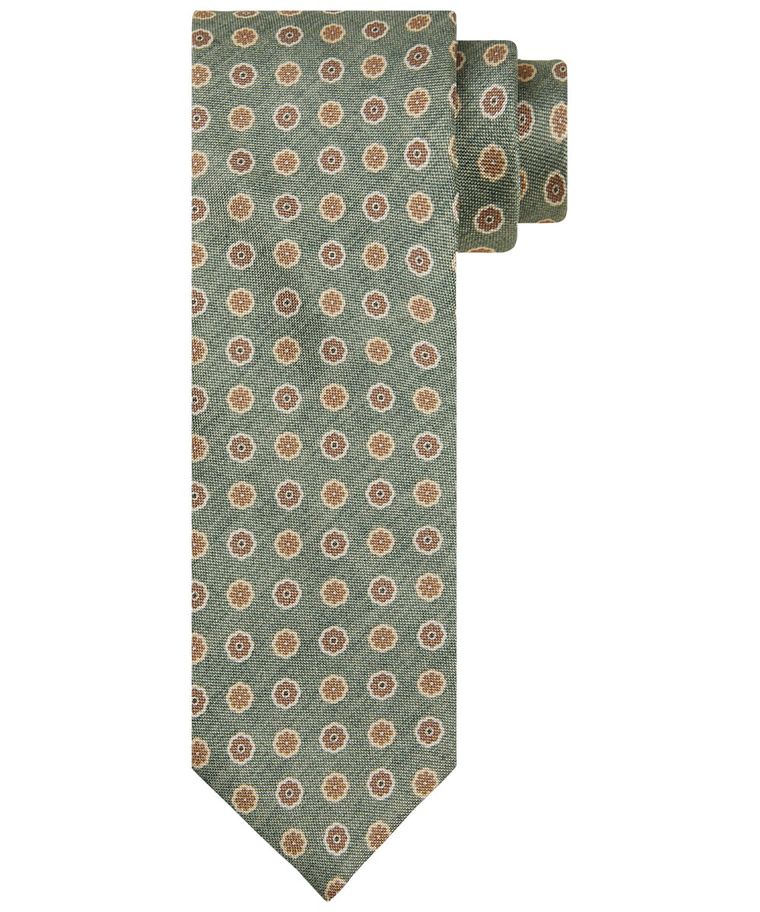 Groene zijden print stropdas