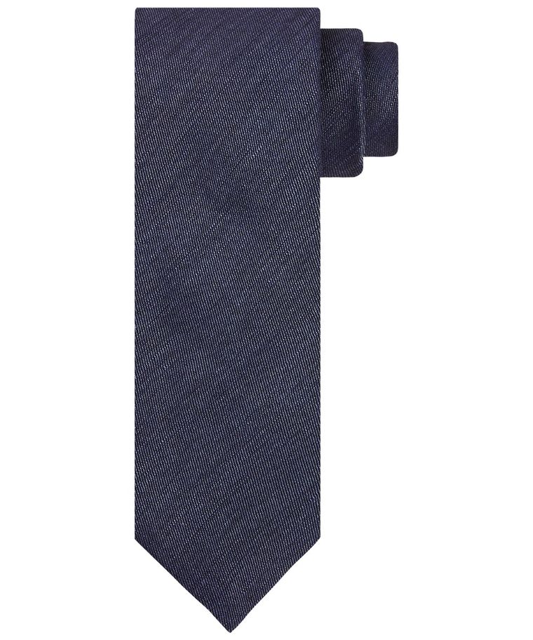 Navy linen-blend tie