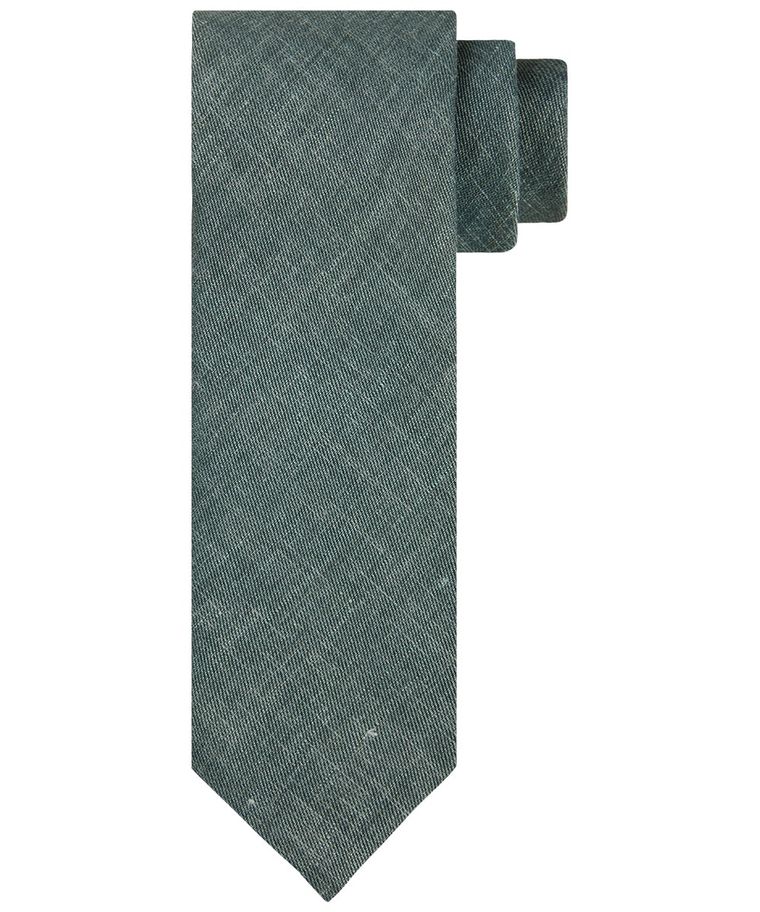Green linen-blend tie