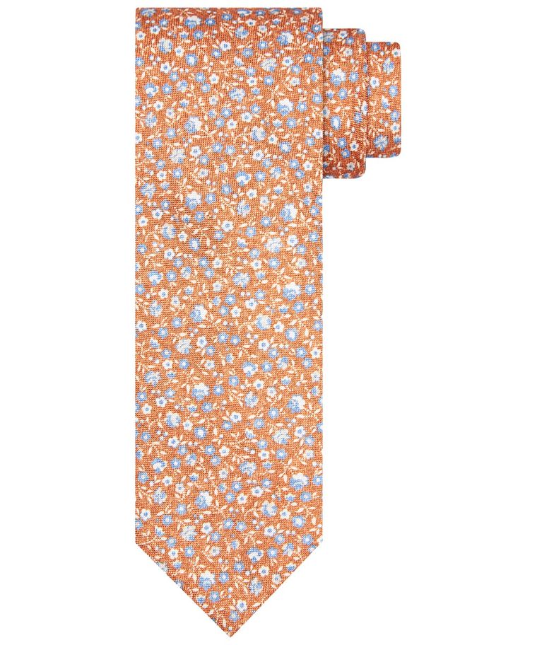 Orange print silk tie