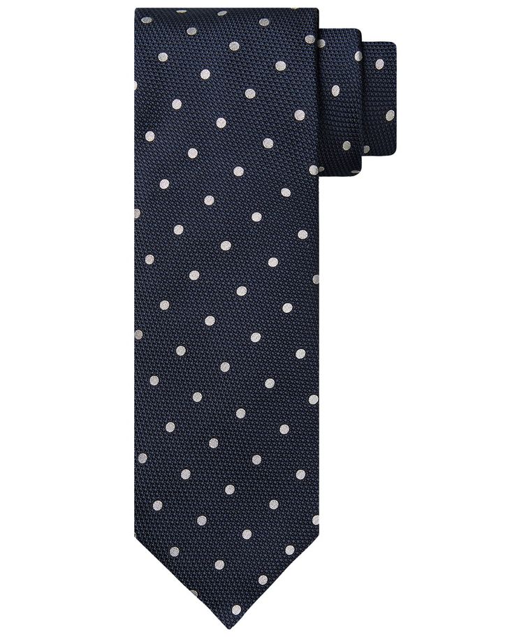 Navy polkadot zijden stropdas