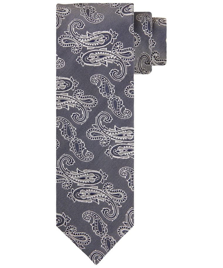 Navy woven silk tie