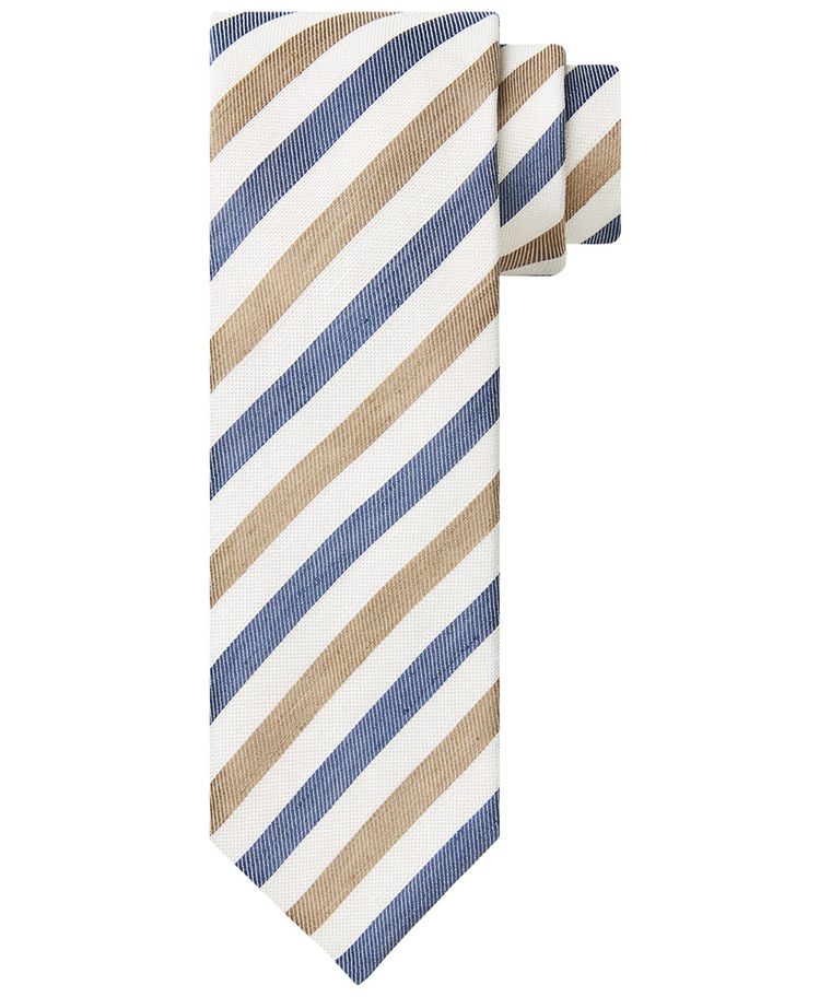 Camel linen-blend striped tie