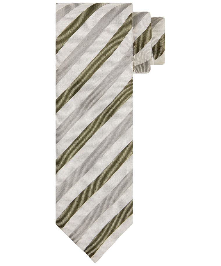 Green linen-blend striped tie