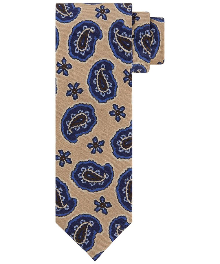Camel zijden print stropdas